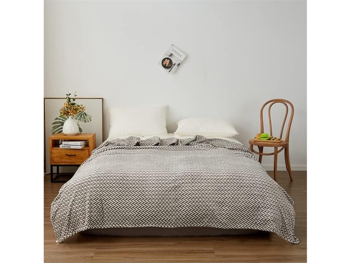 Manta de Flanela Supermacia para Cama Sofá e Escritório Colcha Veludo Tingido com Fios Quentes Xadrez Listr