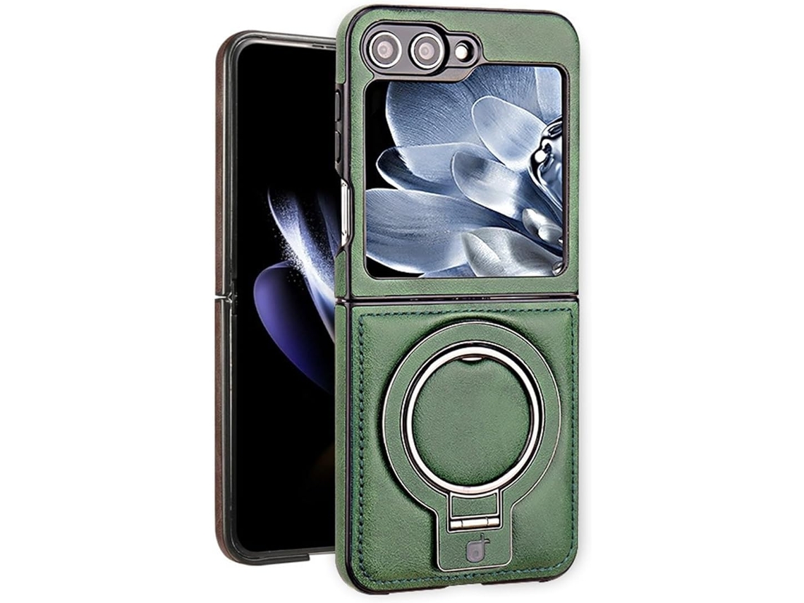 Capa Hexinyigjly Para Galaxy Z Flip 6 Com Anel Metálico, Compatível Com Magsafe Verde