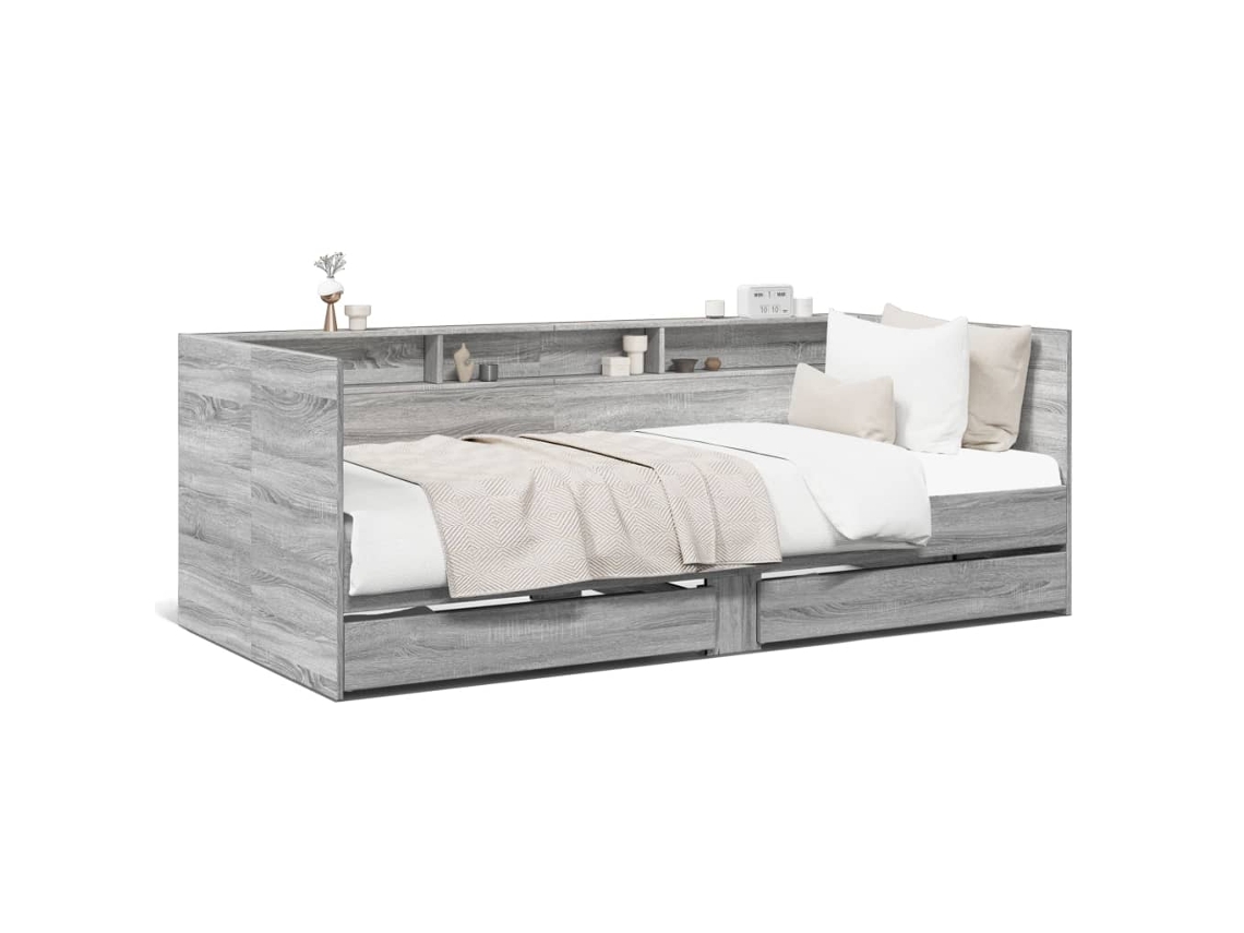 Daybed, Daybeds Vidaxl Cinzeto Madeira Processada (90 X 190 Cm)
