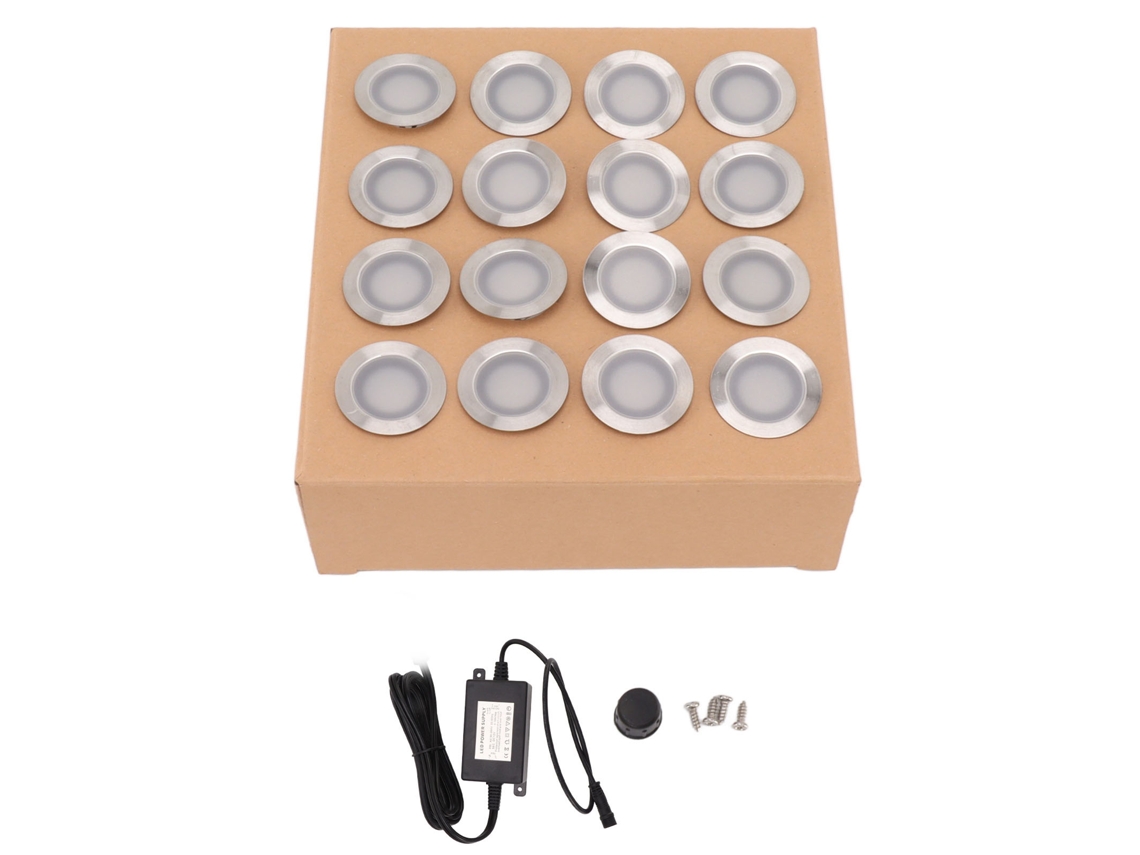 Conjunto de 16 Lâmpadas LED Recessadas 10W Branco Quente IP67 para Deck | S/MARCA