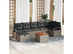 Vidaxl Conjunto De Sofá De Jardim 8 Unid. Cinzeto Rattan Sintético