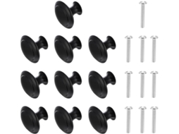 Pretyzoom Conjunto De 10-puxadores Armário Em Aço Inoxidável Preto Com Alças Liga Zinco Formato Cogumelo Para Gavetas E