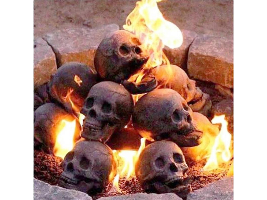 Calavera Simulada De Carbón Para Decoración De Halloween Interior O Exterior 4 Peças