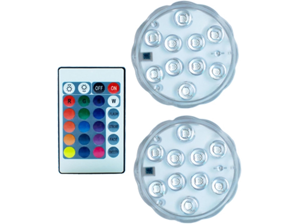 Luminária Subaquática Rgb 16 Cores Controle Remoto Ideal Piscina Festas Jardins Vasos GOKOCO