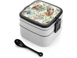 Lancheira Para Adultos Com Colher, Recipiente Fofo De Camada Dupla, Empilhável, À Prova De Vazamentos, Estilo Bento Para