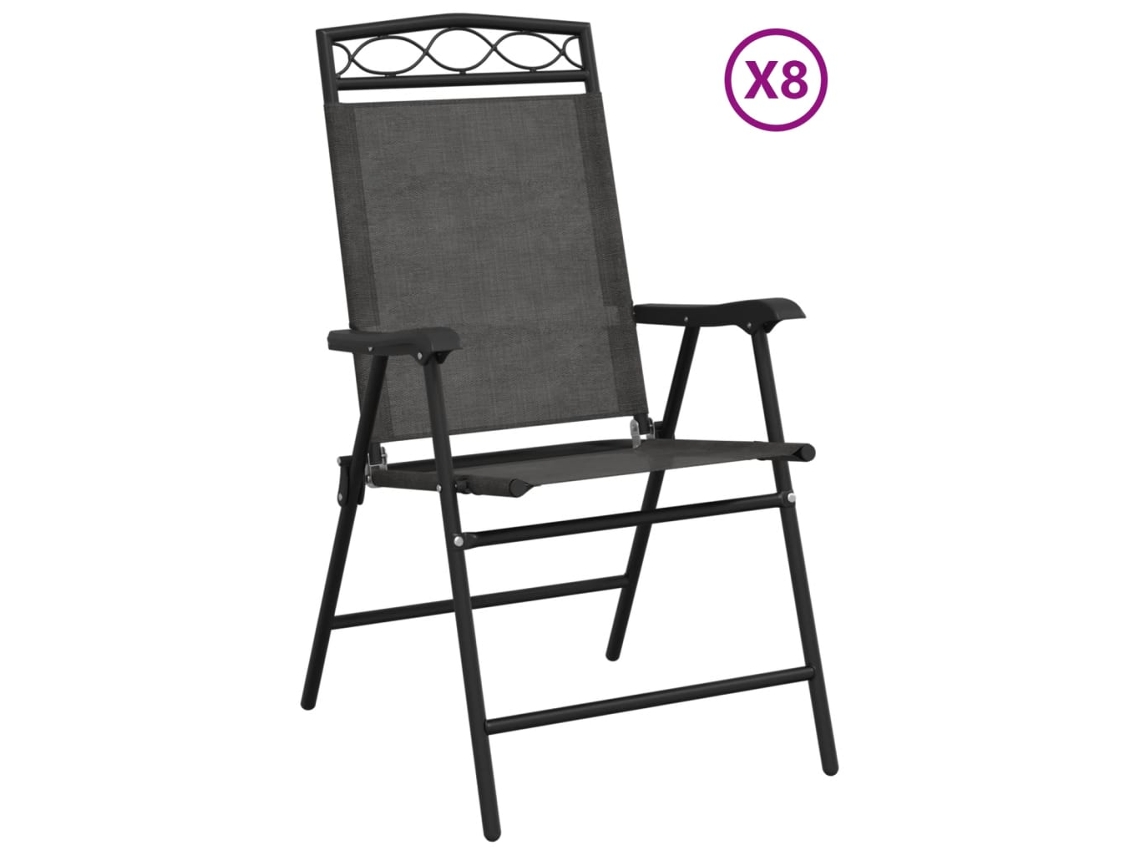 Maison Exclusive - Cadeiras De Jardim Dobráveis 8 Pcs Aço/textilene Cinza Mesclado