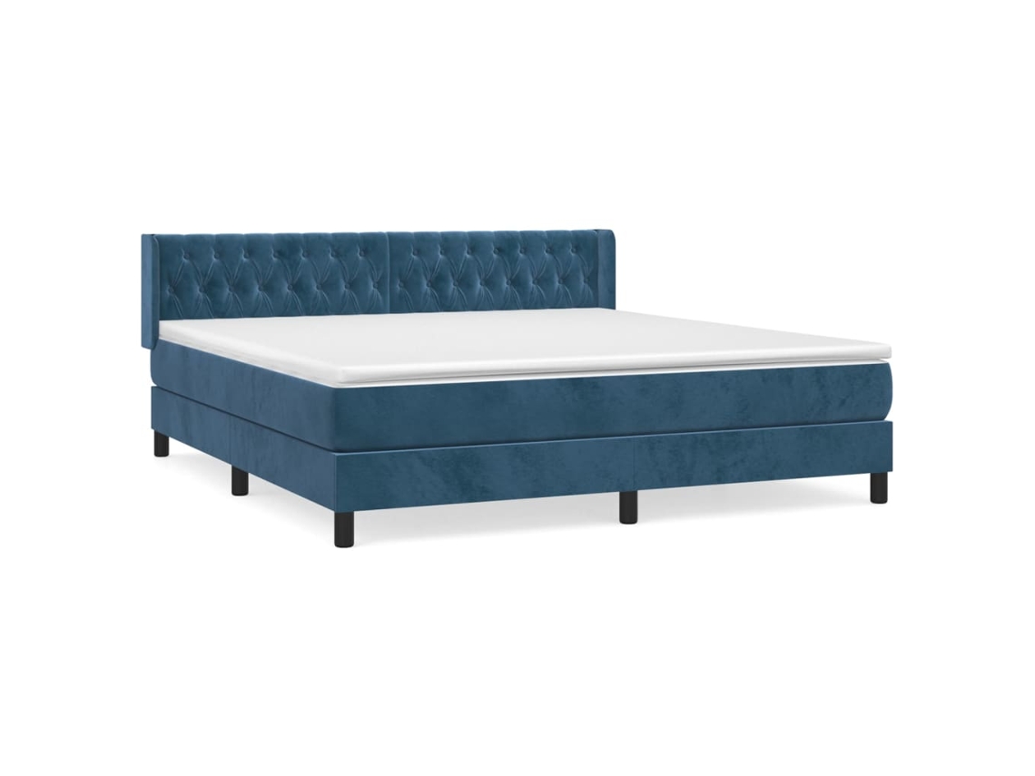 Box Spring Bed, Box Spring Beds Vidaxl Azul Veludo (160 X 200 Cm)