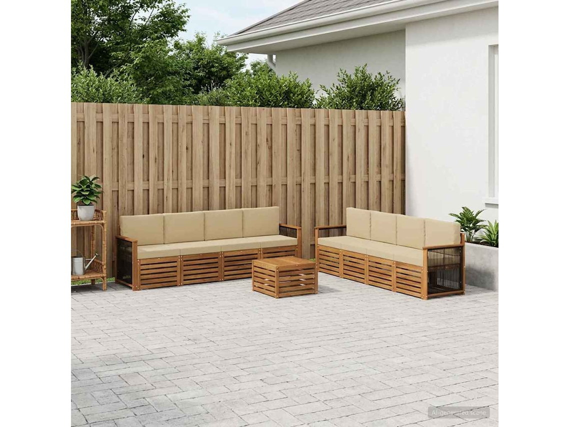 Vidaxl Conjunto De Sofás Para Exterior 9 Unid. Natural E Bege