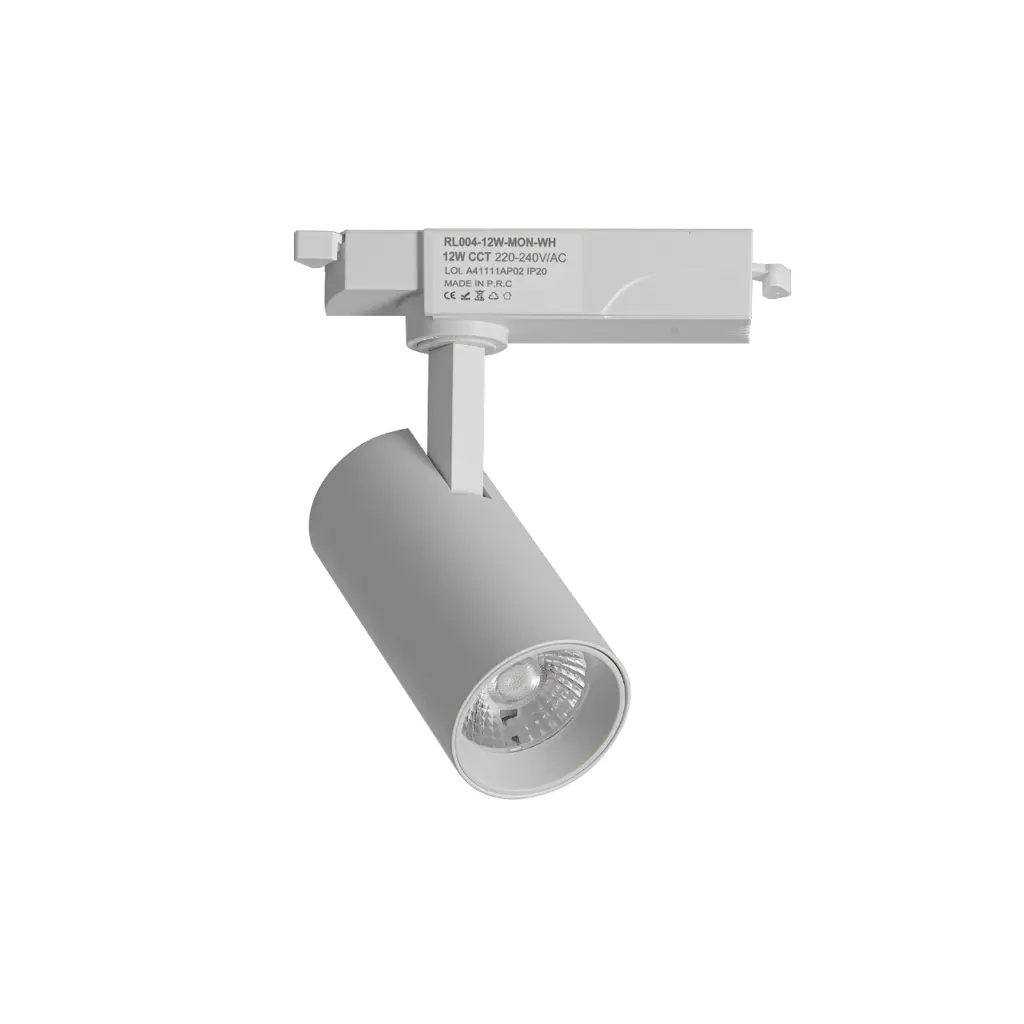 Foco Led para Calha Monofásica 12w Cct Selecionável 2700k 4000k 6000k Orientável Branco ALPINALUZ