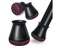 24 Capas Flexíveis Redondas Para Pés De Cadeira - Pretas De Feltro/silicone - Para Diâmetro 14-20 Mm - Tam. P