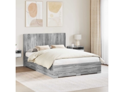 Vidaxl Estrutura De Cama Com Armazenamento E Cabeceira Sonoma Cinzento