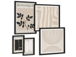 Pinturas Murais Modernas Composições De Plantas Em Estilo Boho Moldura Preta Imagens Para Um Quarto Infantil Espelharte (conjunto De 5 Imagens)