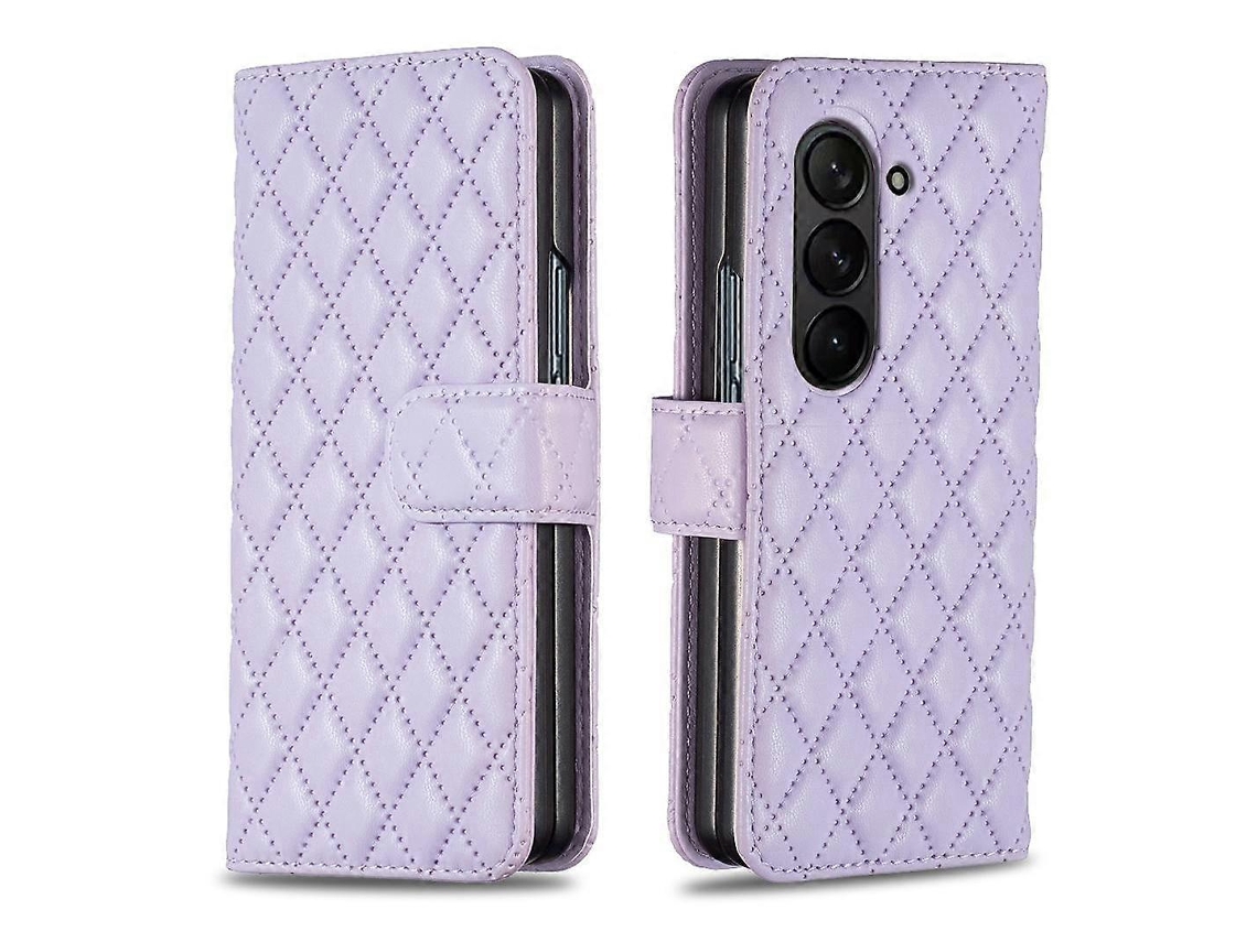 Capa De Couro Dobrável Com Estampa De Diamante Para Celular Samsung Galaxy Z Fold7