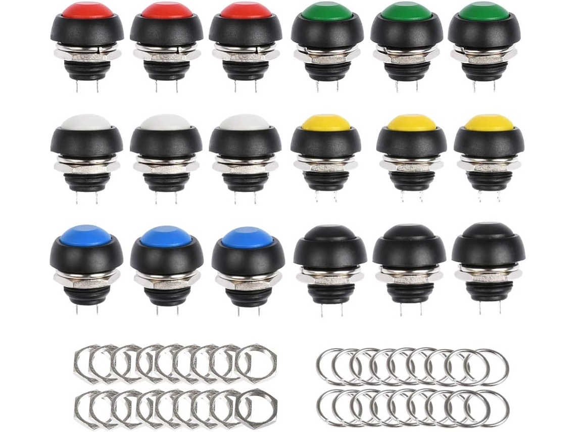 Controle De Circuito Elétrico Com Botão De Pressão Momentâneo À Prova Dágua, Mini Botão Redondo Para Instrumentos Eletrônicos Com Classificação De 12