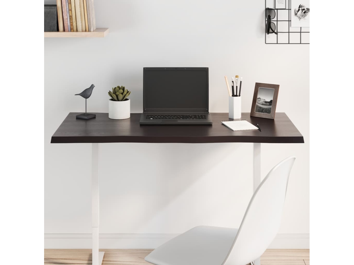 Vidaxl Tampo De Mesa Com Bordas Vivas Carvalho Tratado Castanho-escuro