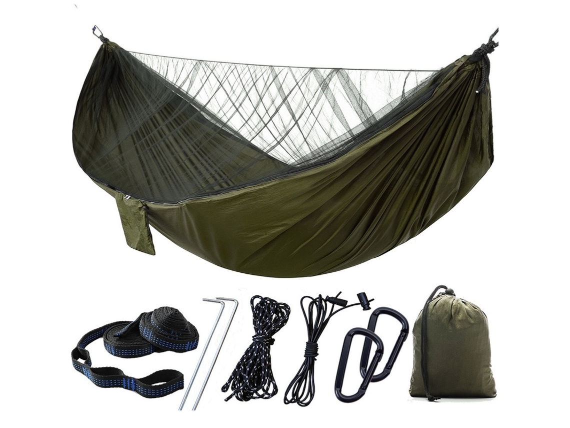 Re De Descanso Com Re Mosquiteira 290 X 140 Cm Verde Exército*