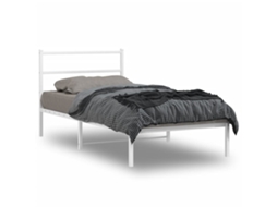 Vidaxl Estrutura De Cama Com Cabeceira 100x200 Cm Metal Branco