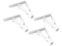 Presilhas ajustáveis em ABS, design prático para casamentos e festas, resistentes para fixar toalhas.
