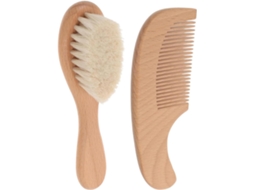 Conjunto De 2 Escovas Cabelo Para Meninas – Cabo Macio Madeira Natural Massageador Suave O Couro Cabeludo