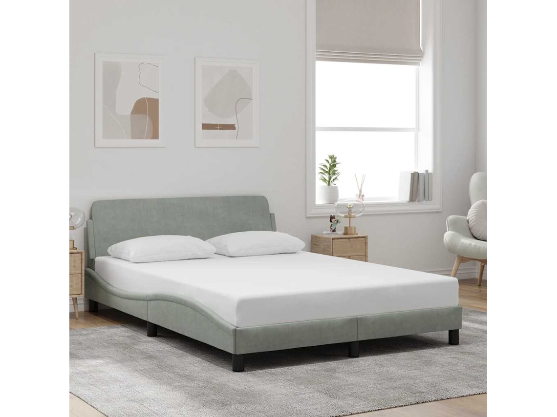 Vidaxl Estrutura de Cama Dover 120x200 Cm Veludo Cinzento claro