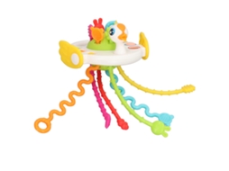 Brinquedo de corda para bebês Puxar, brinquedo sensorial educativo macio branco