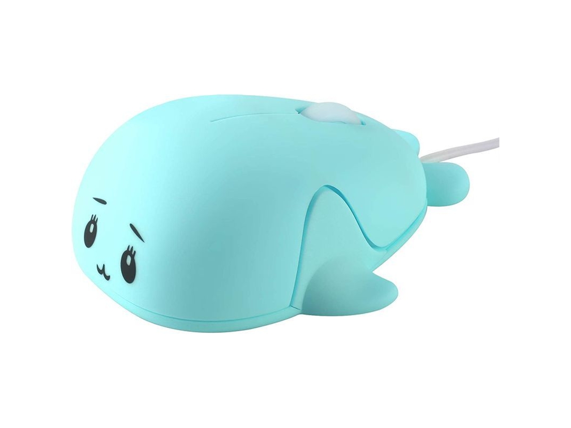 Mouse Usb com Fio em Forma de Golfinho Óptico para Desktop Notebook, 3 Botões, Azul