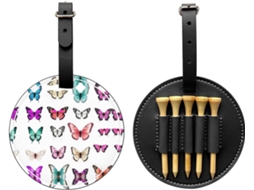 Bolsa para Tees de Golfe com estampa de borboleta preta, fácil de transportar, S/MARCA