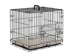 Gaiola Para Cães Dobrável Com Travesseiro Com 2 Portas Alça De Transporte Bandeja Removível 60x40x50 Cm Preto E Bege