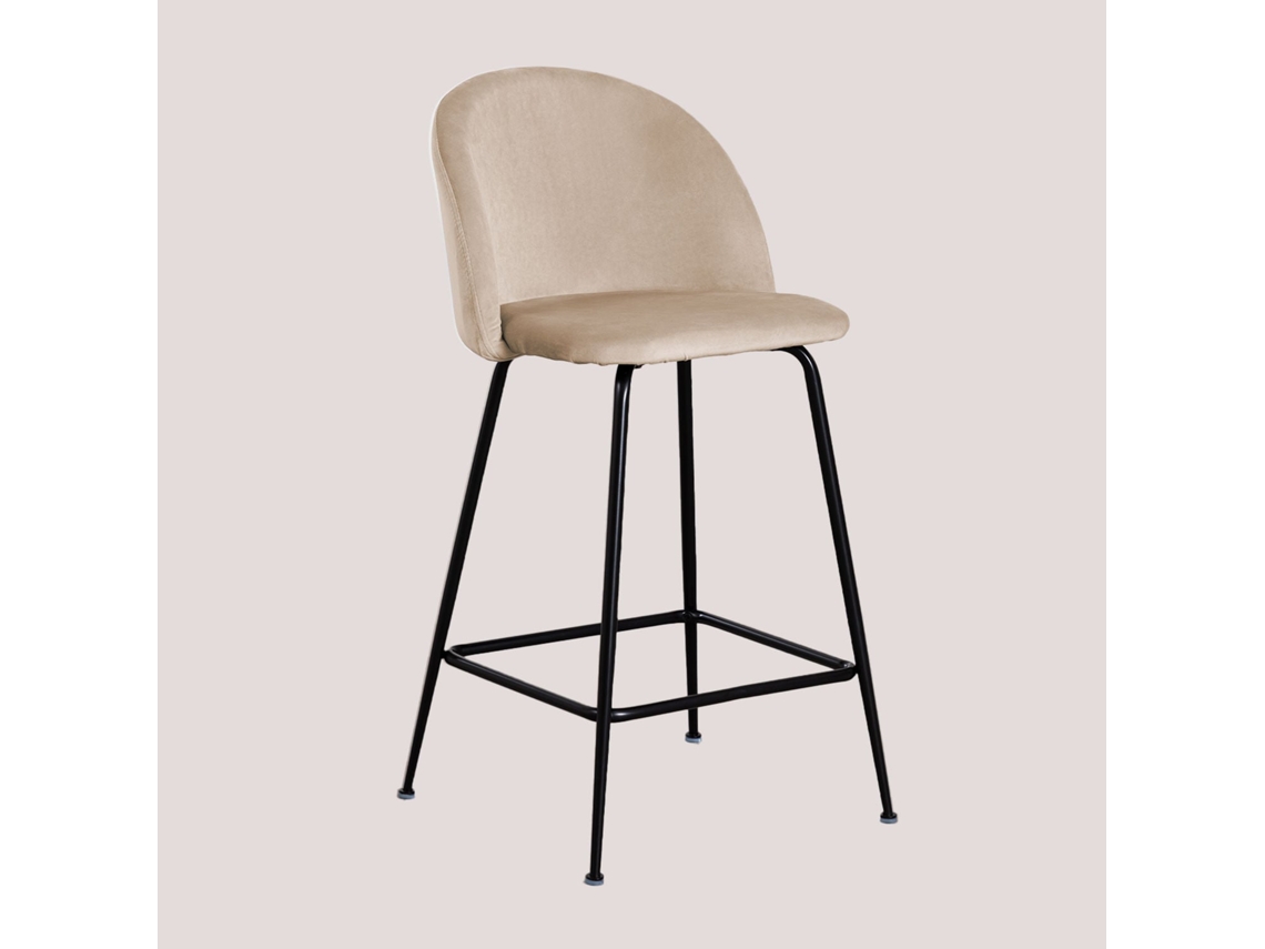 Sklum Pacote De 4 Bancos Altos Em Veludo Kana Design Poliéster  Preto↑65 Cmcastanho Trigo