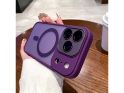 Capa Para Iphone 17 Roxa Escura Com Lente Magnética E Protetor De Tela Em Acrílico.