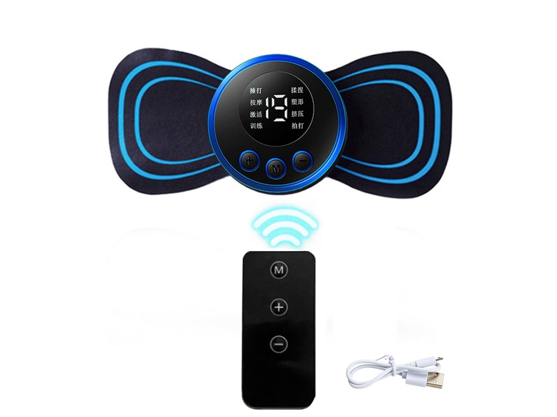 Lurelia Munhequeira, Peça Mini Massageador Muscular Ems Com Controle Remoto Lcd 8 Modos Massagem Cervical Patch Pulso Estimulador Muscular Alívio