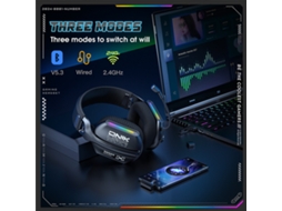 Auricular Jogos Onikuma Gt808 Tri Modo Sem Fios Bluetooth Com Altifalante De 40 Mm, Som Surround Estéreo, Luz Rgb, Protetores Auriculares Respiráveis