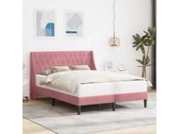 Vidaxl Estrutura Da Cama Com Cabeceira Rosa 160 X 200 Cm Veludo
