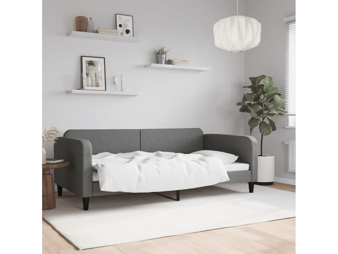 Vidaxl Sofá-cama 100x200 Cm Tecido Cinzento-escuro