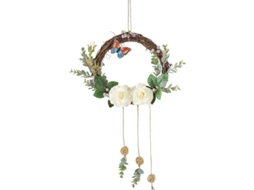 Corona De Peonías Artificiales Con Mariposa De Ratán, Para Puerta Principal Primavera/verano 22''