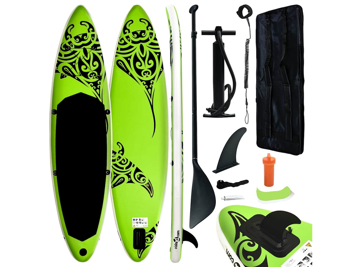 Conjunto De Paddle Vidaxl Verde Pvc (305 X 76 X 15 Cm)