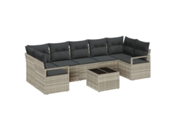 Conjunto 8 Conjunto De Sofá De Jardim Vidaxl Cinzento-claro Vime Pe (289 X 122 X 85 Cm)