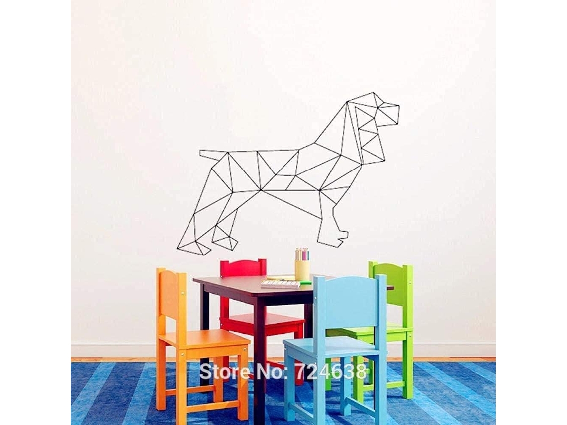 Adesivos Muraux Géométrique Chien Adesivos Muraux Géométrique Animal Série Adesivos Effets Visuels Vinyle Mur 45x57cm