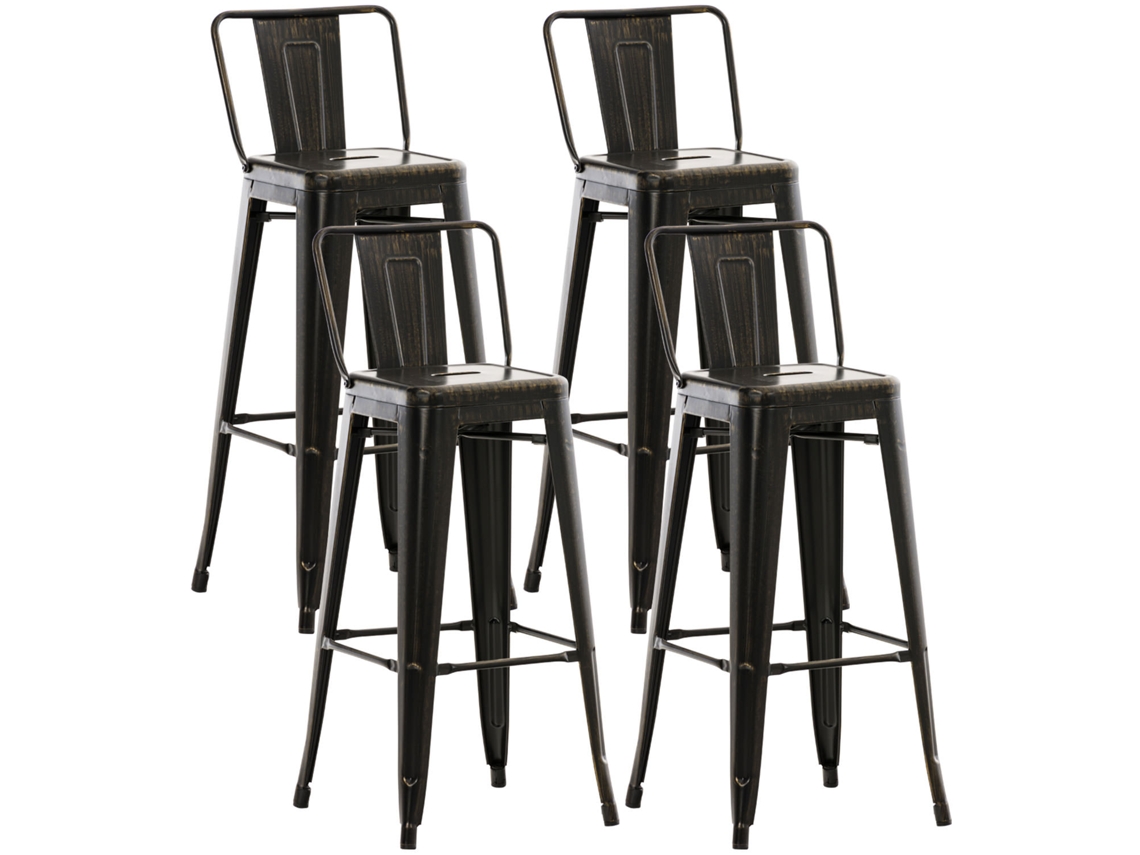 Conjunto de 4 bancos de bar Mason preto e ouro CLP