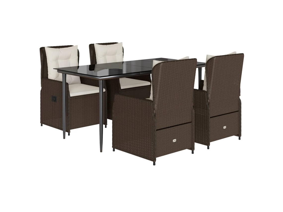 Garden Dining Set, Garden Dining Sets Vidaxl Marrom Rattan / Vime (160 X 80 X 74 Cm)