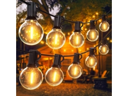 Guirlanda De Luz Externa 30m,50 Lâmpadas Led G40 Ip45 Impermeável,branco Quente,para Terraço,casamento,natal,jardim,festas Btforus