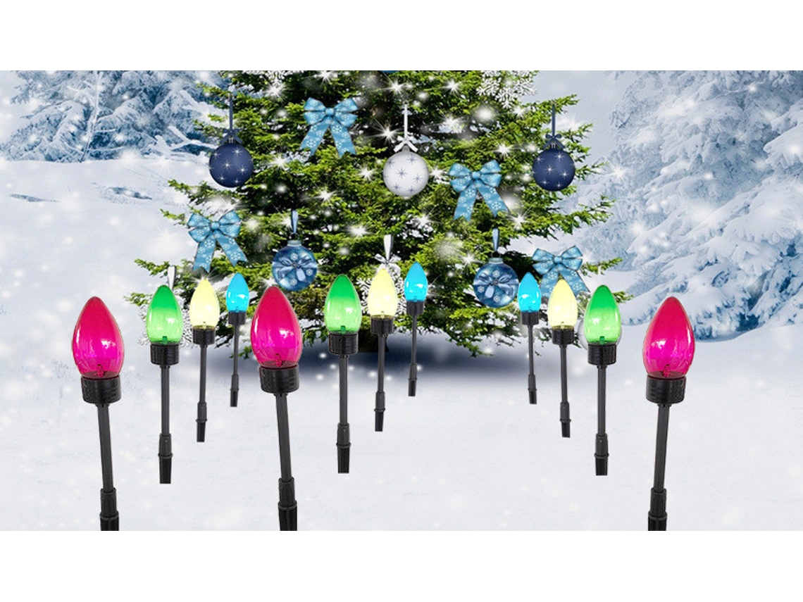 Enfeite de Natal Lâmpadas Solares Gramado Pátio Luzes