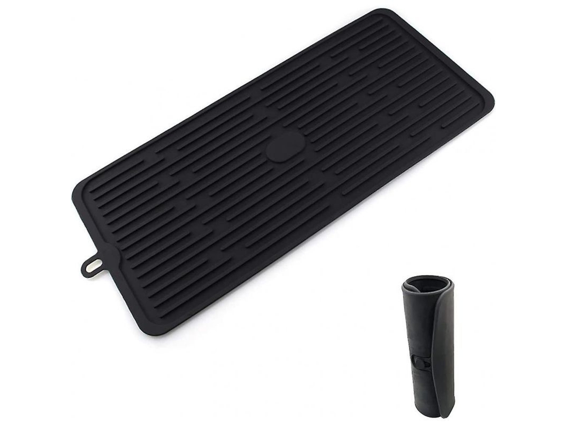 Tapete de silicone Rebe-Black para cozinha, resistente ao calor, antiderrapante e próprio para lava-louças, 44x20 cm