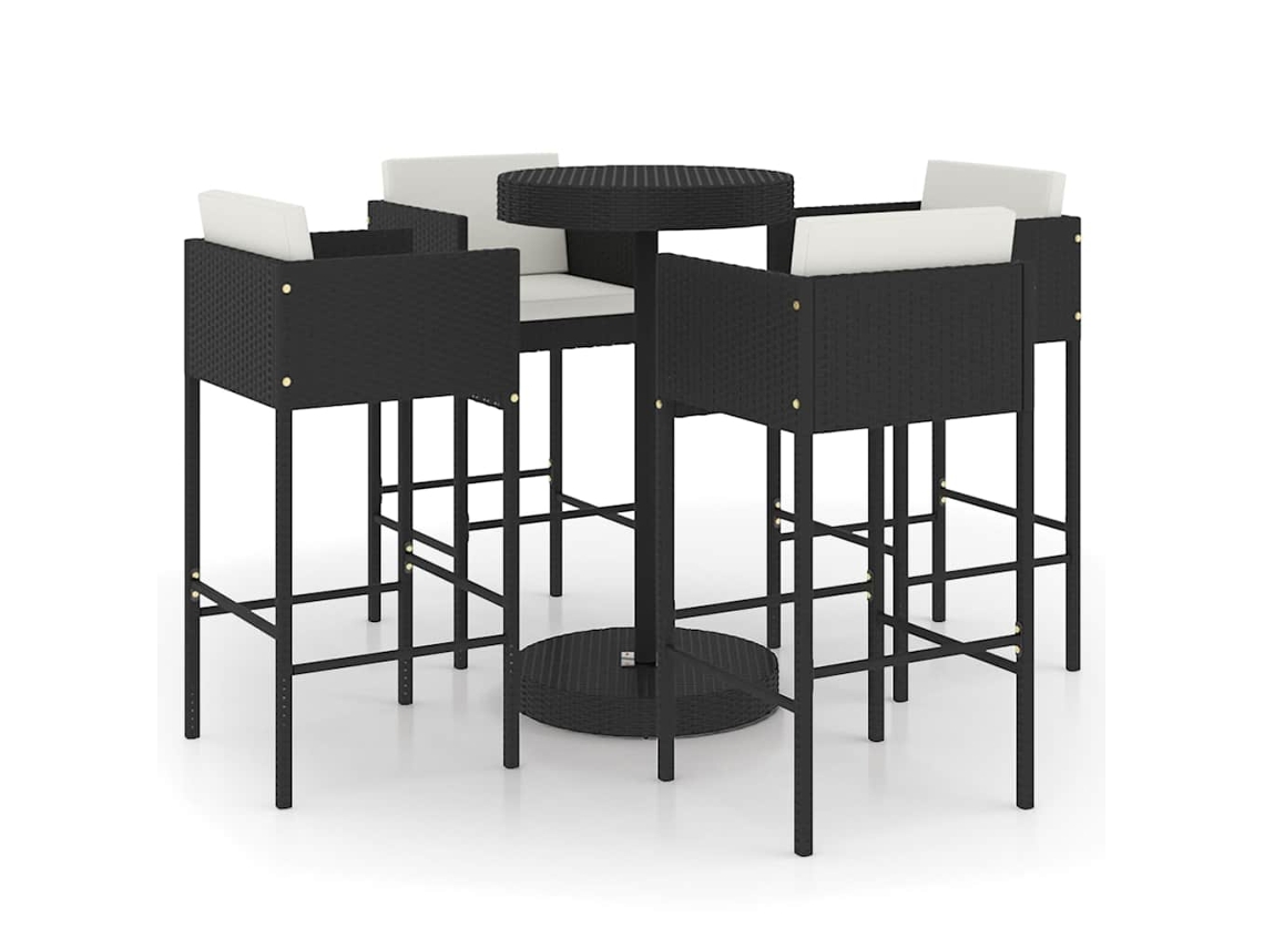 Maison Exclusive - 5 Pcs Conjunto De Bar P/ Jardim C/ Almofadões Vime Pe Preto