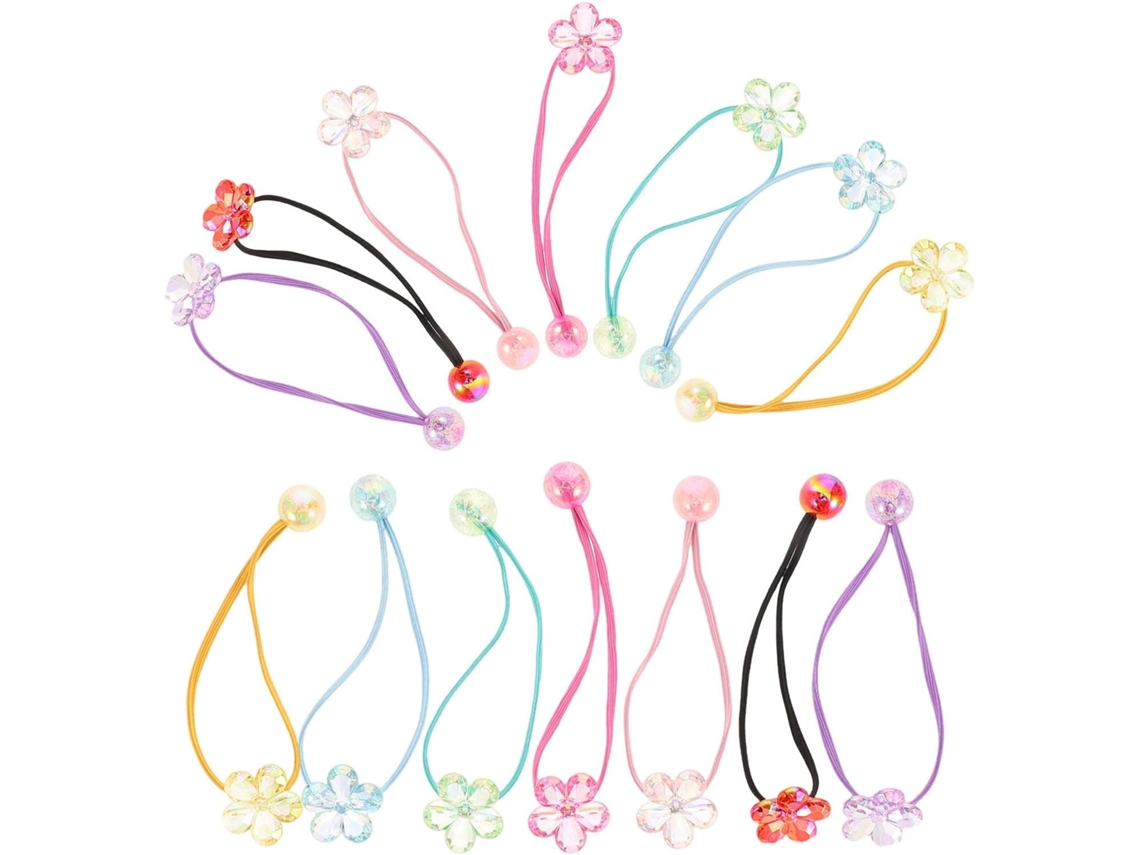 Elásticos De Cabelo Infantis Com Flores De Acrílico Brilhantes, Prendem Bem.