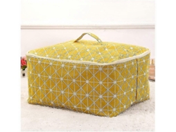 Caixa De Armazenamento Dobrável De Lona Amarela Solução Organizadora Olysi Shop (47 X 40 X 20 Cm)