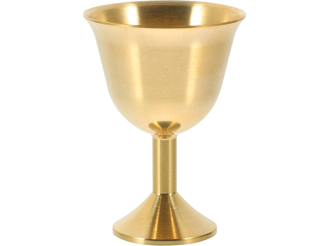 Taça de Cobre para Beber com Tríplice Lua e Pentagrama. Mesa Durável em Dourado Oferendas CHABERLU