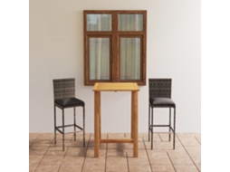 Vidaxl 3 Pcs Conjunto De Bar Para Jardim Com Almofadões Cinzento