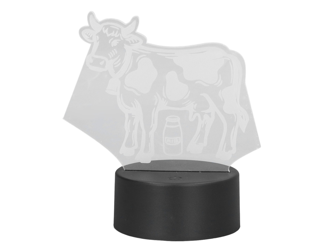 Lâmpada Mesa 3d Vaca Led 7 Cores Toque Usb Infantil