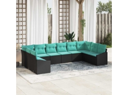Vidaxl Conjunto De Sofás 10 Unid. Preto Vime Pe
